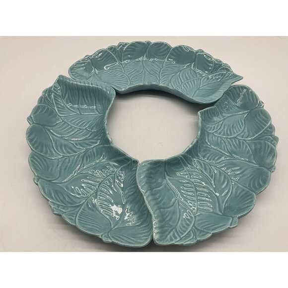 California Pottery 4 piece Turquoise Chip and Dip Set Made in USA MCM Serveware - Picture 8 of 15